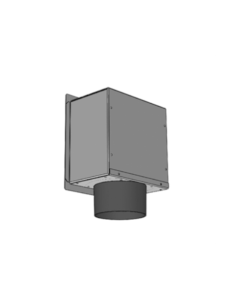 Plenum in galvanised sheet metal 140 x 140 mm, 1 x DN 75 side coupling, for combinations with nozzle with membrane