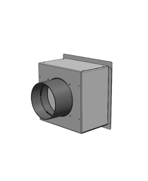 Plenum in galvanised sheet metal 140 x 140 mm, 1 x DN 75 rear coupling, for combinations with nozzle with membrane