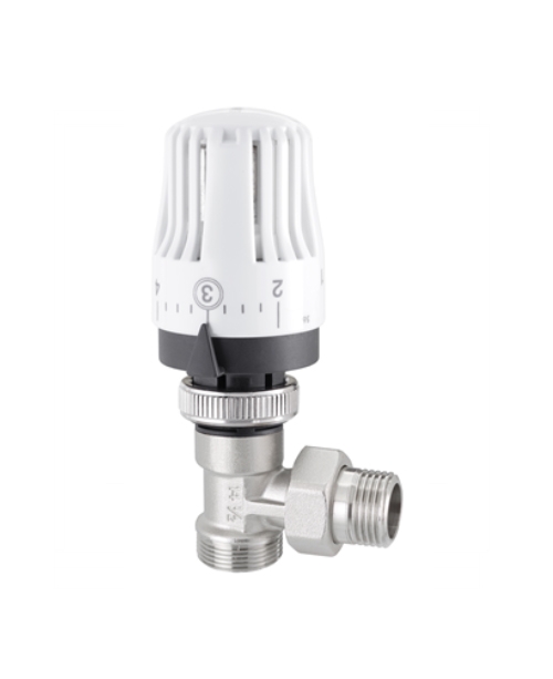 Full thermostatic right-angle valve for copper pipe, multi-layer, PEX, PP, PB