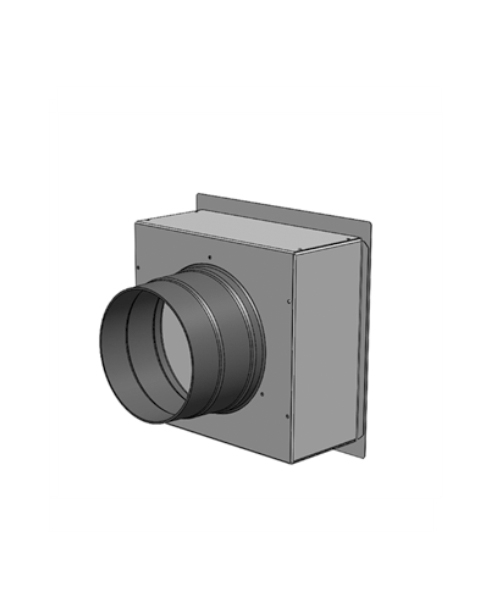 Plenum in galvanised sheet metal 200 x 200 mm, 1 x DN 150 rear coupling, for combinations with nozzle with membrane